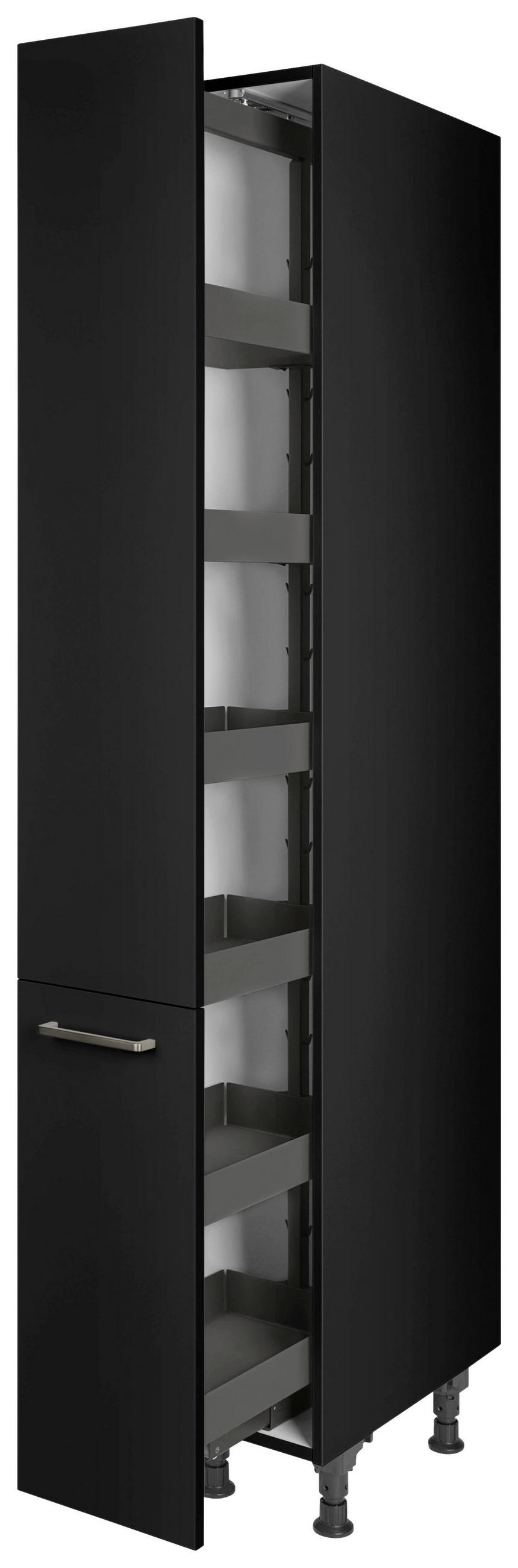 APOTHEKERSCHRANK 30/216,6/58 cm  in Schwarz  - Edelstahlfarben/Schwarz, MODERN, Holzwerkstoff/Metall (30/216,6/58cm) - Nobilia