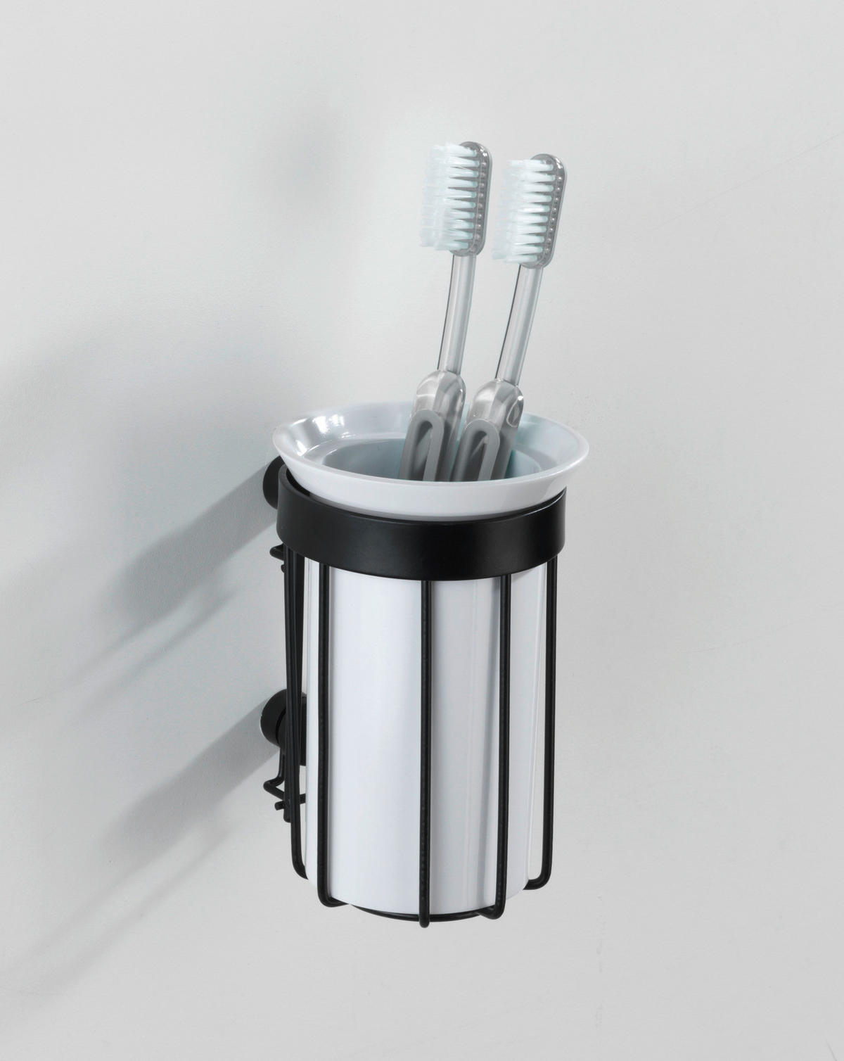 TANDBORSTGLAS metall, plast  - vit/svart, Basics, metall/plast (9/12/8cm)