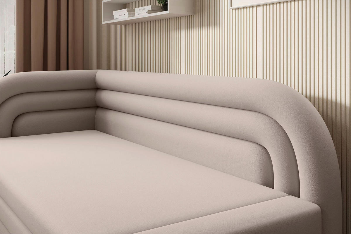 RÉCAMIERE  in Webstoff Beige  - Beige/Schwarz, Design, Kunststoff/Textil (86/80/223cm) - P & B