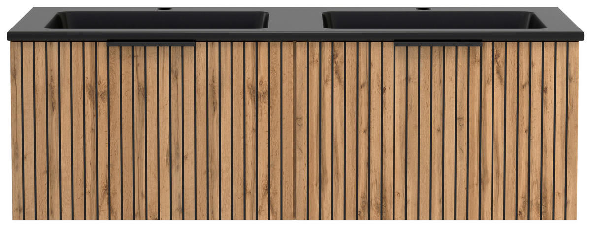 WASCHTISCHKOMBI 120 cm  - Eiche Wotan/Schwarz, MODERN, Holzwerkstoff/Stein (120cm) - Held