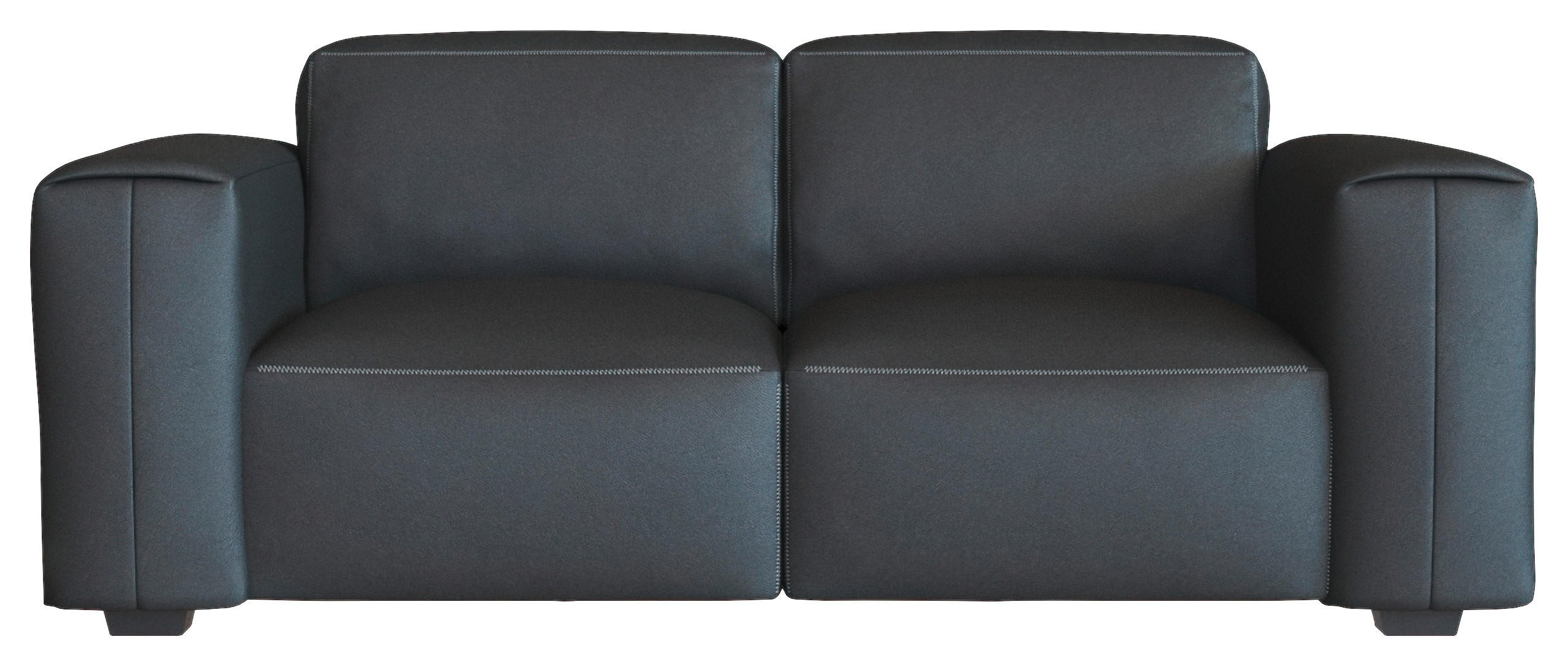 2-SITZER-SOFA Schwarz Echtleder  - Schwarz, Design, Leder/Holz (187/73/102cm) - Livetastic