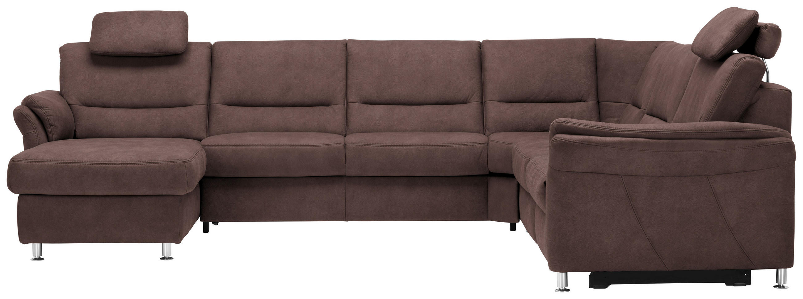 WOHNLANDSCHAFT Mikrofaser Braun  - Alufarben/Braun, Konventionell, Textil/Metall (173/330/262cm) - Beldomo System