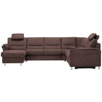 SOFFA i mikrofiber brun  - aluminiumfärg/brun, Klassisk, metall/textil (173/330/262cm) - Beldomo System