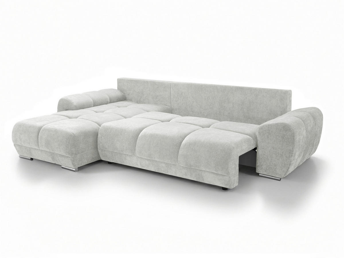 ECKSOFA  in Chenille Hellgrau  - Chromfarben/Hellgrau, KONVENTIONELL, Kunststoff/Textil (183/290cm) - Xora