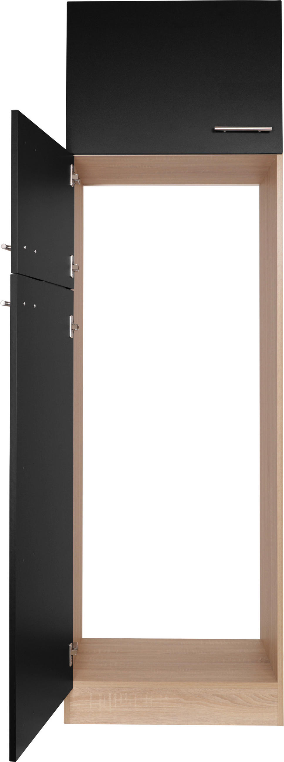 GERÄTEUMBAUSCHRANK 60/200/60 cm  in Schwarz, Eichefarben  - Eichefarben/Silberfarben, Basics, Holzwerkstoff/Metall (60/200/60cm) - Respekta