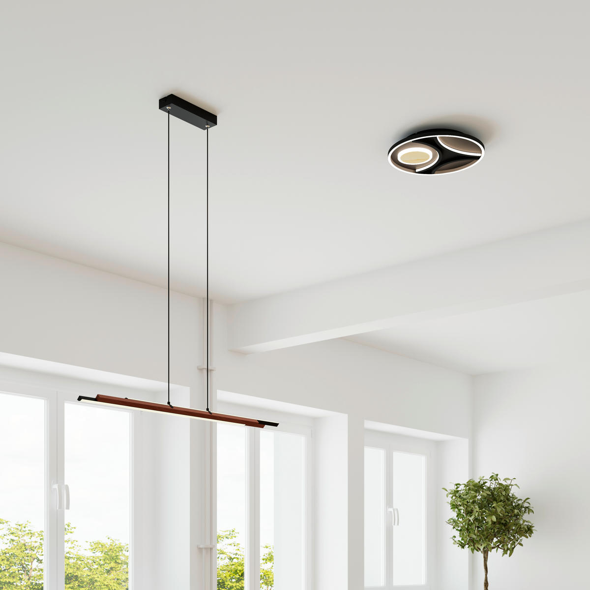 LED-HÄNGELEUCHTE 100/10/120 cm  - Weiß, Natur, Kunststoff (100/10/120cm) - Novel