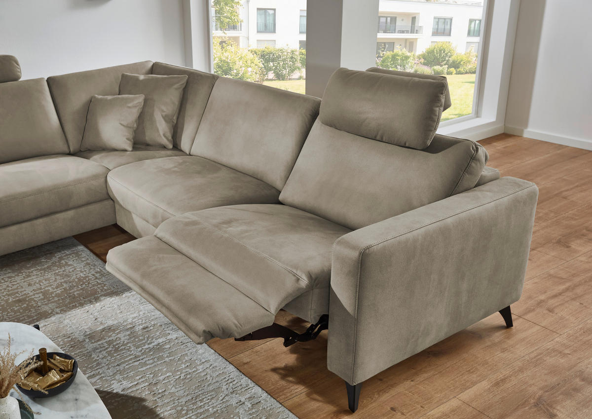 ECKSOFA Dieter Knoll Beigebraun Mikrofaser  - Beigebraun/Schwarz, Design, Textil/Metall (238/269cm) - Dieter Knoll