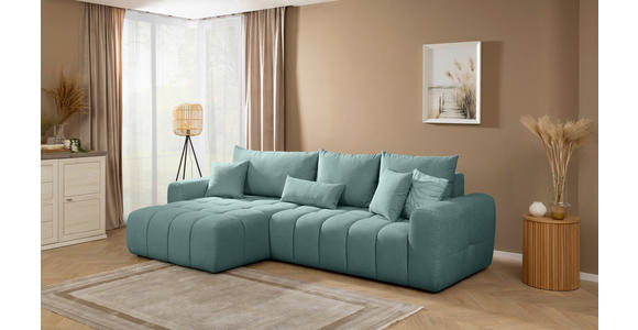 ECKSOFA in Velours Petrol - Petrol/Schwarz, KONVENTIONELL, Kunststoff/Textil (168/298cm) - Carryhome