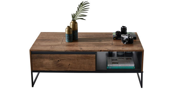 COUCHTISCH in Holzwerkstoff 115/65/42 cm - Eichefarben/Graphitfarben, MODERN, Holzwerkstoff/Metall (115/65/42cm) - Hom`in