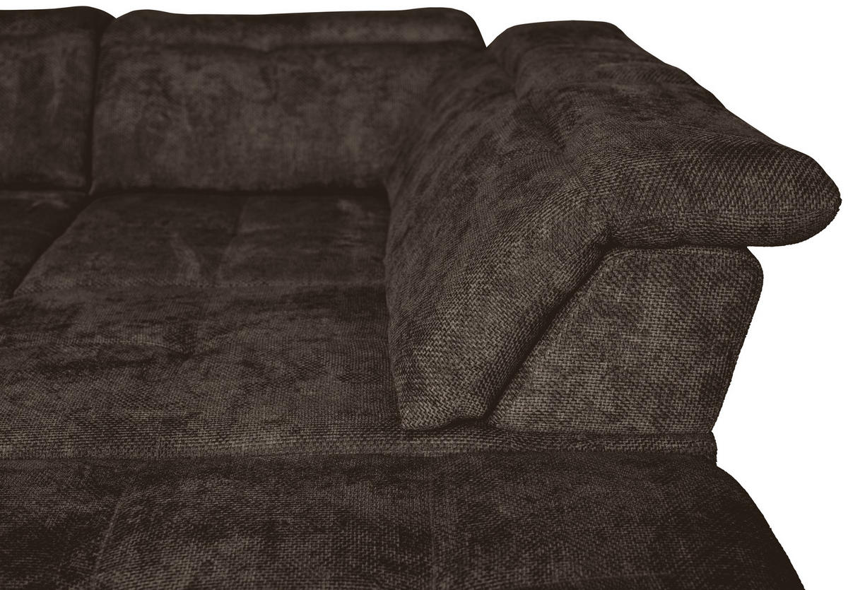 WOHNLANDSCHAFT in Struktur Mokka  - Schwarz/Mokka, KONVENTIONELL, Textil/Metall (188/357/253cm) - Carryhome