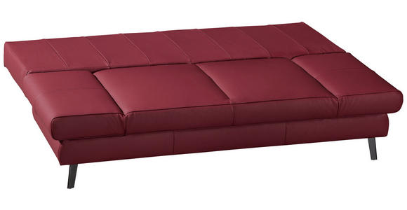 SCHLAFSOFA  in Echtleder Weinrot  - Weinrot/Schwarz, Design, Leder/Metall (200/85/90cm) - Novel