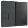 SCHWEBETÜRENSCHRANK in Schwarz, Graphitfarben  - Schwarz/Graphitfarben, Design, Glas/Holzwerkstoff (225/208/64cm) - Carryhome