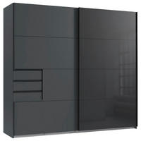 SCHWEBETÜRENSCHRANK 225/208/64 cm 2-türig Graphitfarben, Schwarz  - Schwarz/Graphitfarben, Design, Glas/Holzwerkstoff (225/208/64cm) - Carryhome