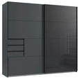 SCHWEBETÜRENSCHRANK  in Graphitfarben, Schwarz  - Schwarz/Graphitfarben, Design, Glas/Holzwerkstoff (225/208/64cm) - Carryhome