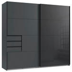 SCHWEBETÜRENSCHRANK  in Graphitfarben, Schwarz  - Schwarz/Graphitfarben, Design, Glas/Holzwerkstoff (225/208/64cm) - Carryhome