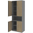 AKTENSCHRANK Grau, Eichefarben  - Eichefarben/Grau, KONVENTIONELL, Holzwerkstoff (80/217,4/43cm) - Moderano