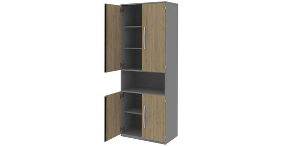 AKTENSCHRANK Grau, Eichefarben - Eichefarben/Grau, KONVENTIONELL, Holzwerkstoff (80/217,4/43cm) - Moderano