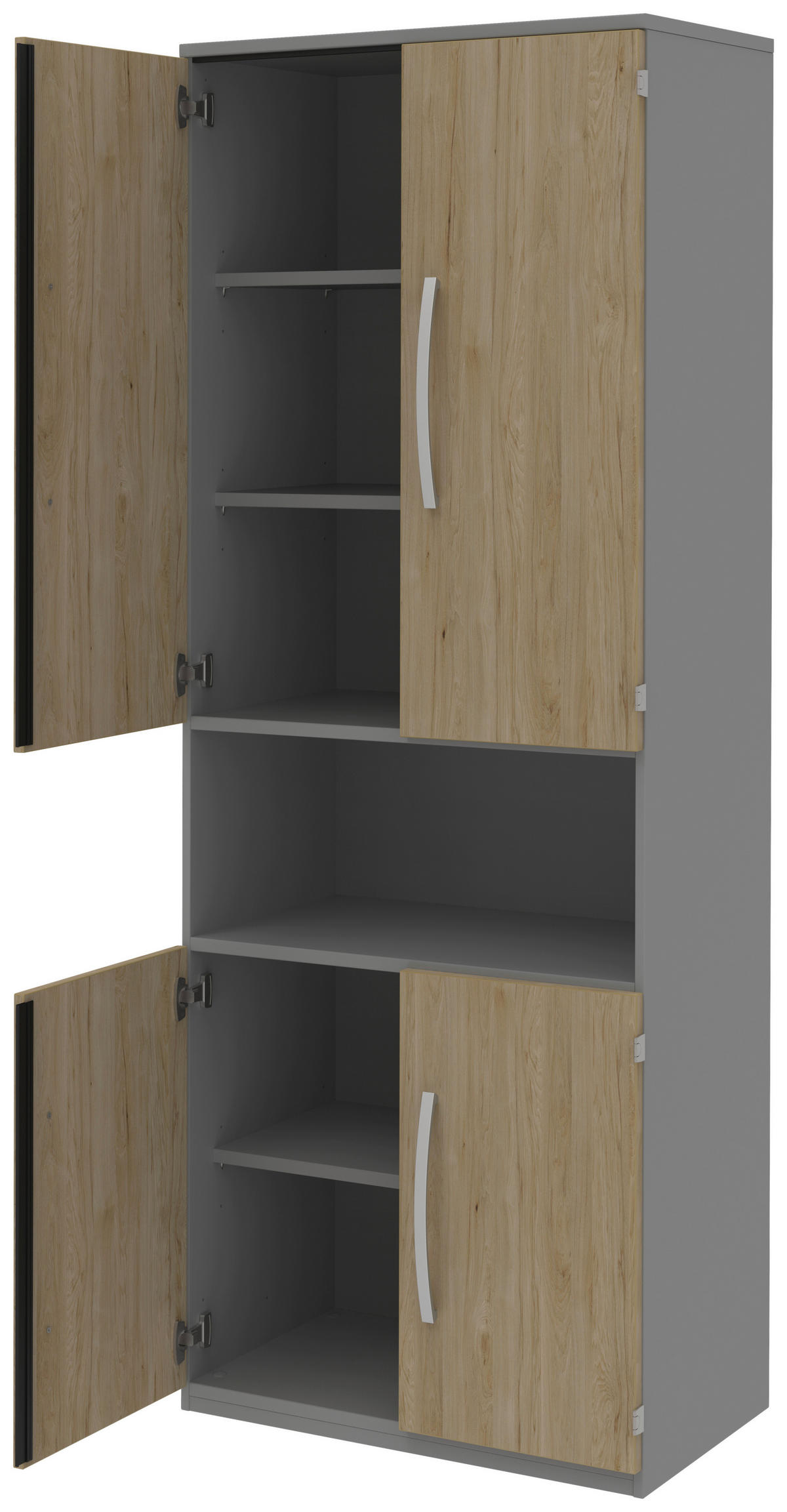 AKTENSCHRANK 80/217,4/43 cm  - Eichefarben/Grau, KONVENTIONELL, Holzwerkstoff (80/217,4/43cm) - Moderano