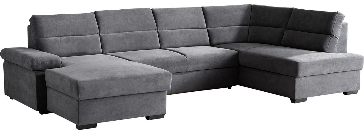 WOHNLANDSCHAFT in Flachgewebe Anthrazit  - Dunkelbraun/Anthrazit, Konventionell, Kunststoff/Textil (166/319/183cm) - Cantus
