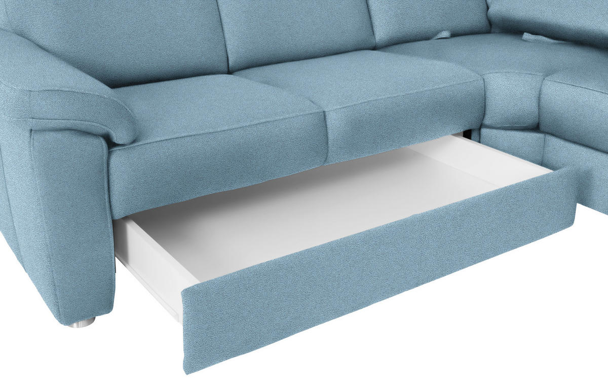 WOHNLANDSCHAFT in Flachgewebe Hellblau  - Chromfarben/Hellblau, Konventionell, Textil/Metall (240/330/163cm) - Beldomo System