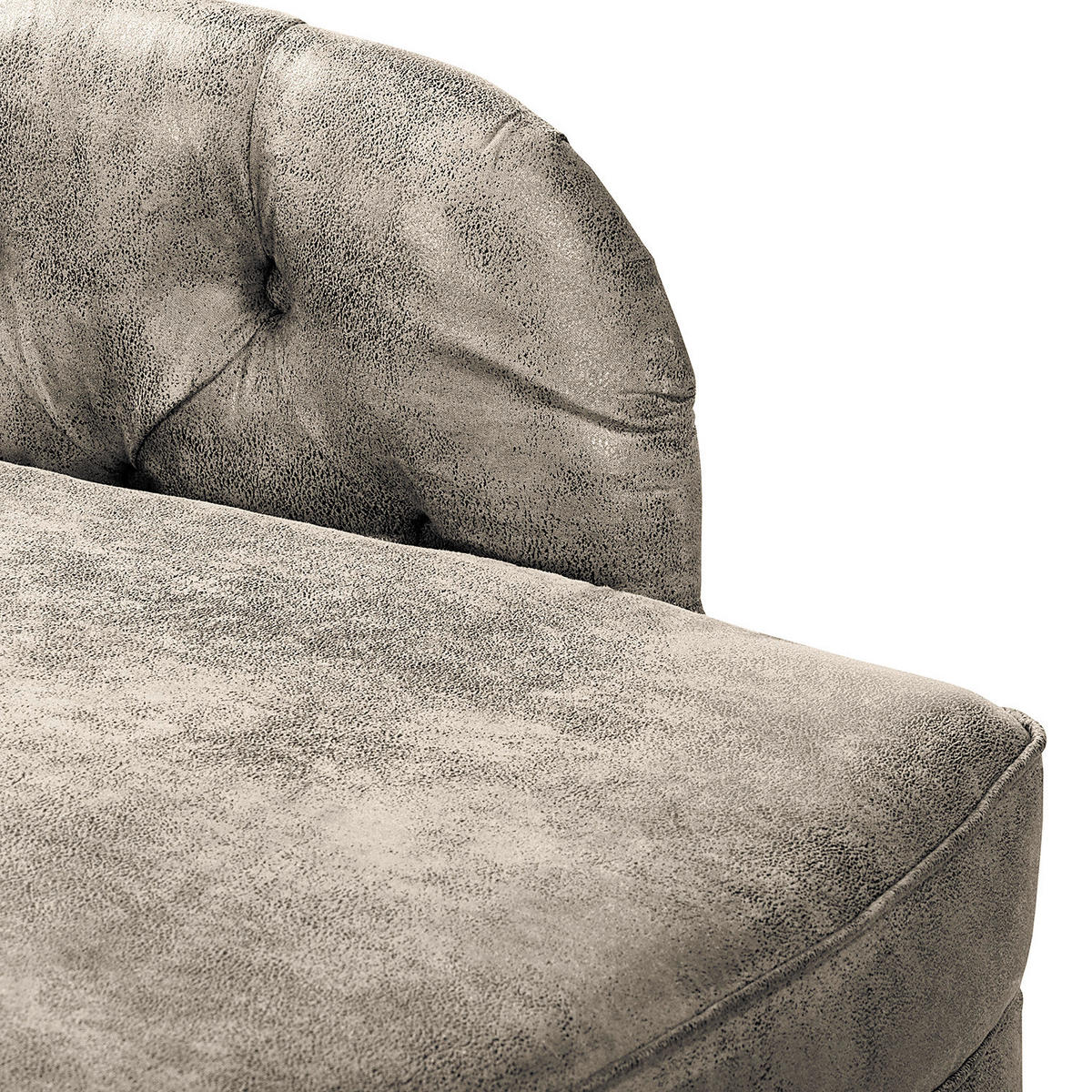 RÉCAMIERE Lederlook Hellgrau  - Hellgrau/Braun, Design, Holz/Textil (185/93/75cm) - Livetastic