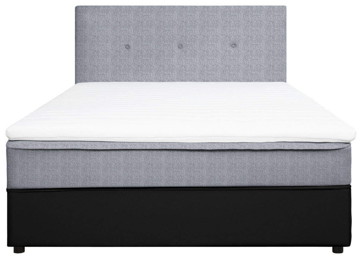 BOX-ÁGY 140/200 cm  fekete, világosszürke  - világosszürke/fekete, Konventionell, textil/fa (140/200cm) - Carryhome