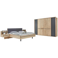 SCHLAFZIMMER in Eichefarben, Dunkelgrau  - Eichefarben/Dunkelgrau, Natur, Holz/Textil (180/200cm) - Valnatura