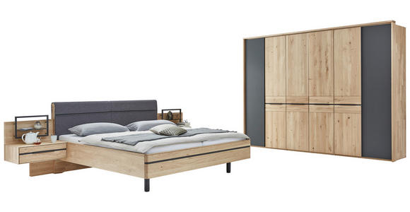 SCHLAFZIMMER 180/200 cm  in Eichefarben, Dunkelgrau  - Eichefarben/Dunkelgrau, Natur, Holz/Textil (180/200cm) - Valnatura