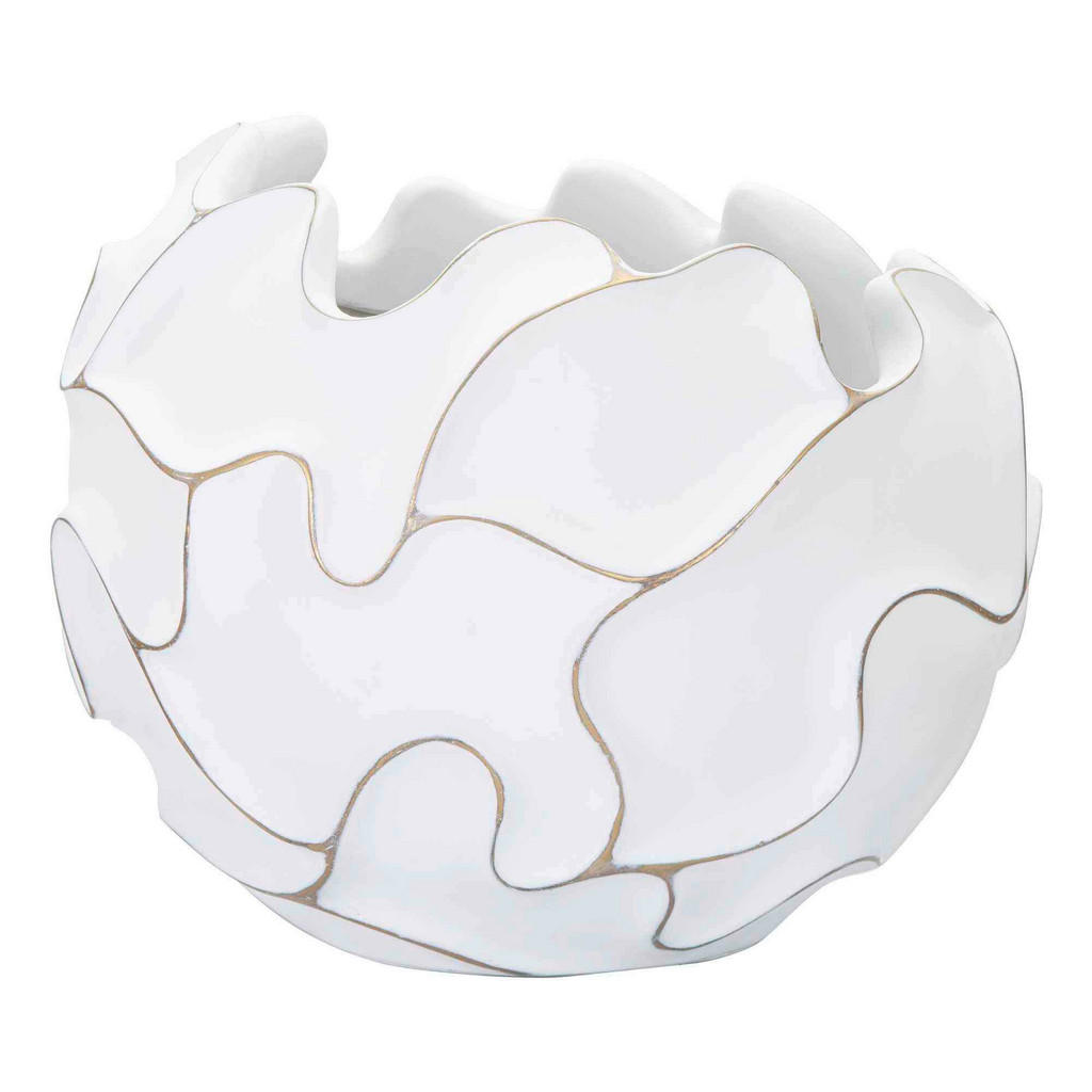 Vase Polyresin Lines Weiß B: 44 Cm