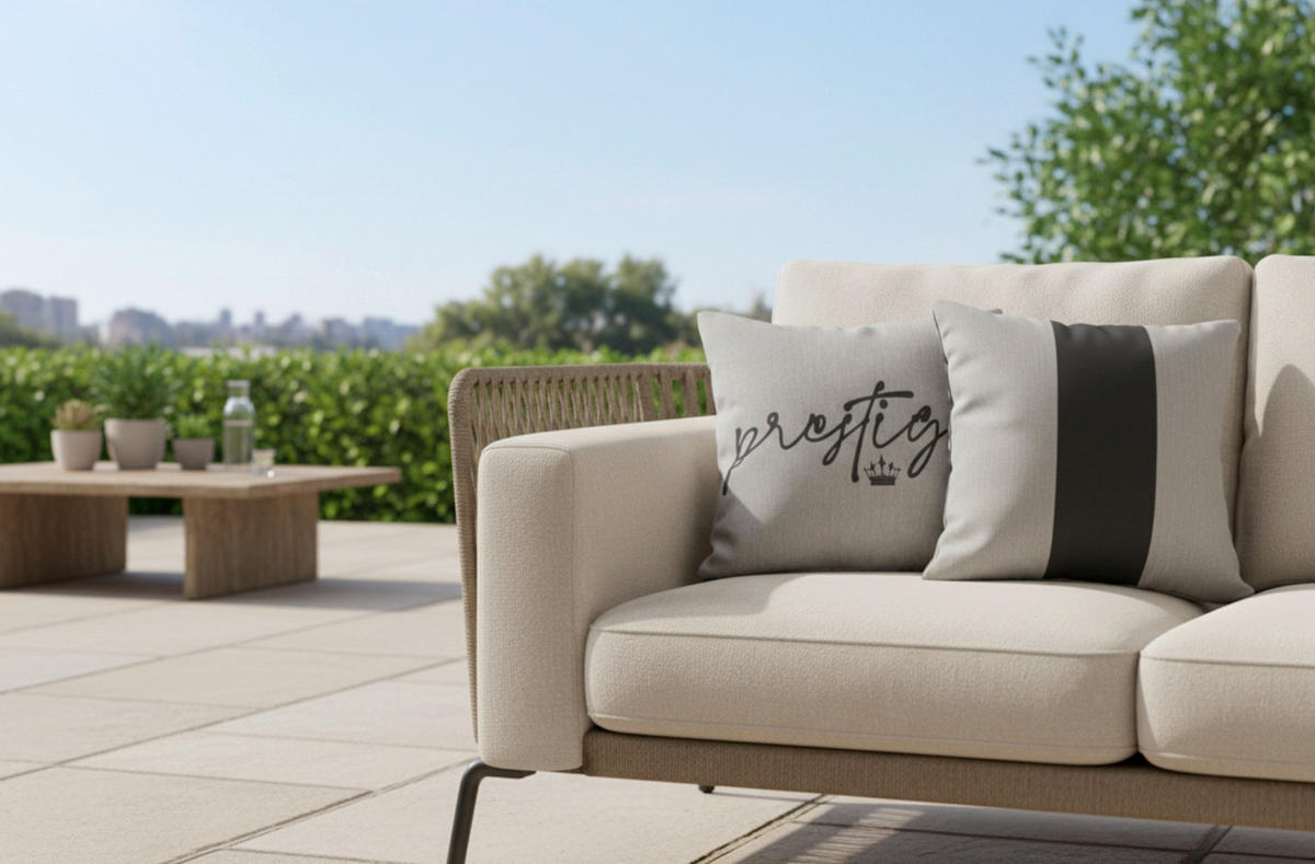 OUTDOOR-KISSEN in Naturfarben 45/45 cm  - Naturfarben, MODERN, Textil (45/45cm) - Gardenson