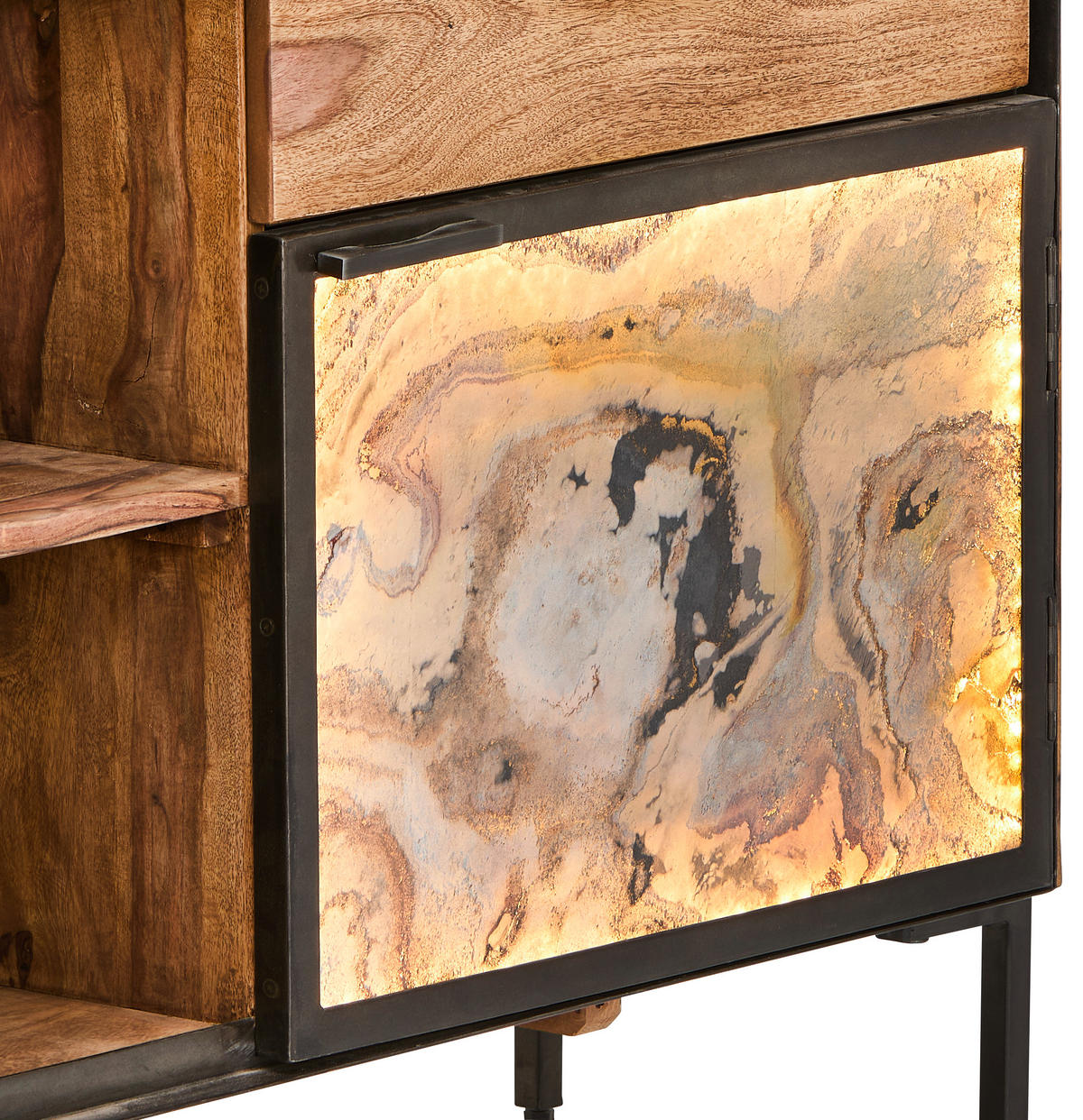 SIDEBOARD  in 180/77/40 cm  - Sheeshamfarben/Grau, KONVENTIONELL, Holz/Stein (180/77/40cm) - Livetastic