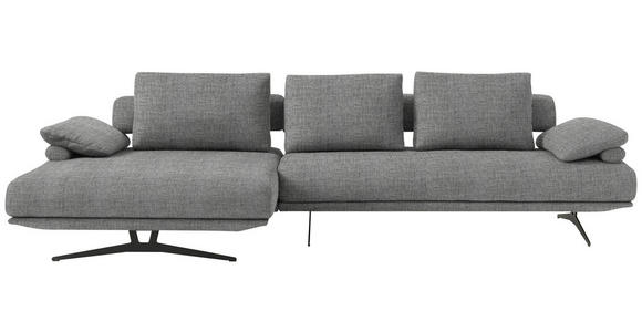 ECKSOFA  in Chenille Grau  168/334 cm  - Schwarz/Grau, Design, Textil/Metall (168/334cm) - Dieter Knoll