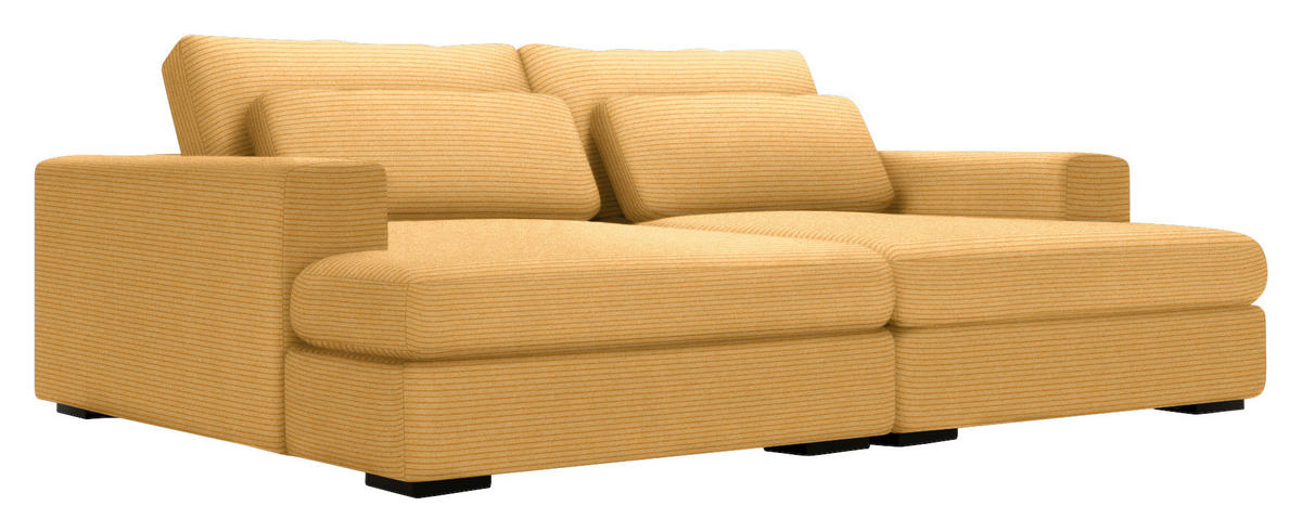 BIGSOFA in Cord Gelb  - Gelb/Schwarz, Design, Textil (223/80/158cm) - Lomoco