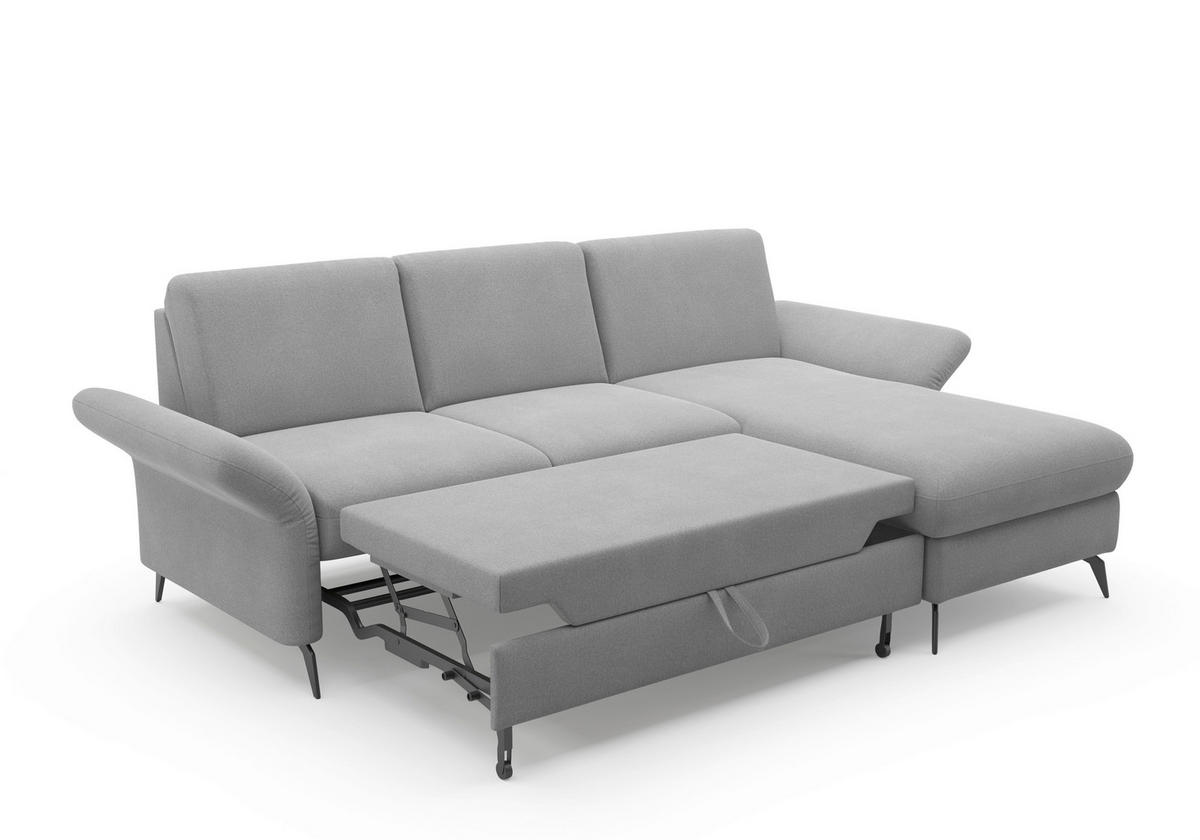 ECKSOFA in Flachgewebe Grau  - Schwarz/Grau, Konventionell, Textil/Metall (251/164cm) - Sit & More