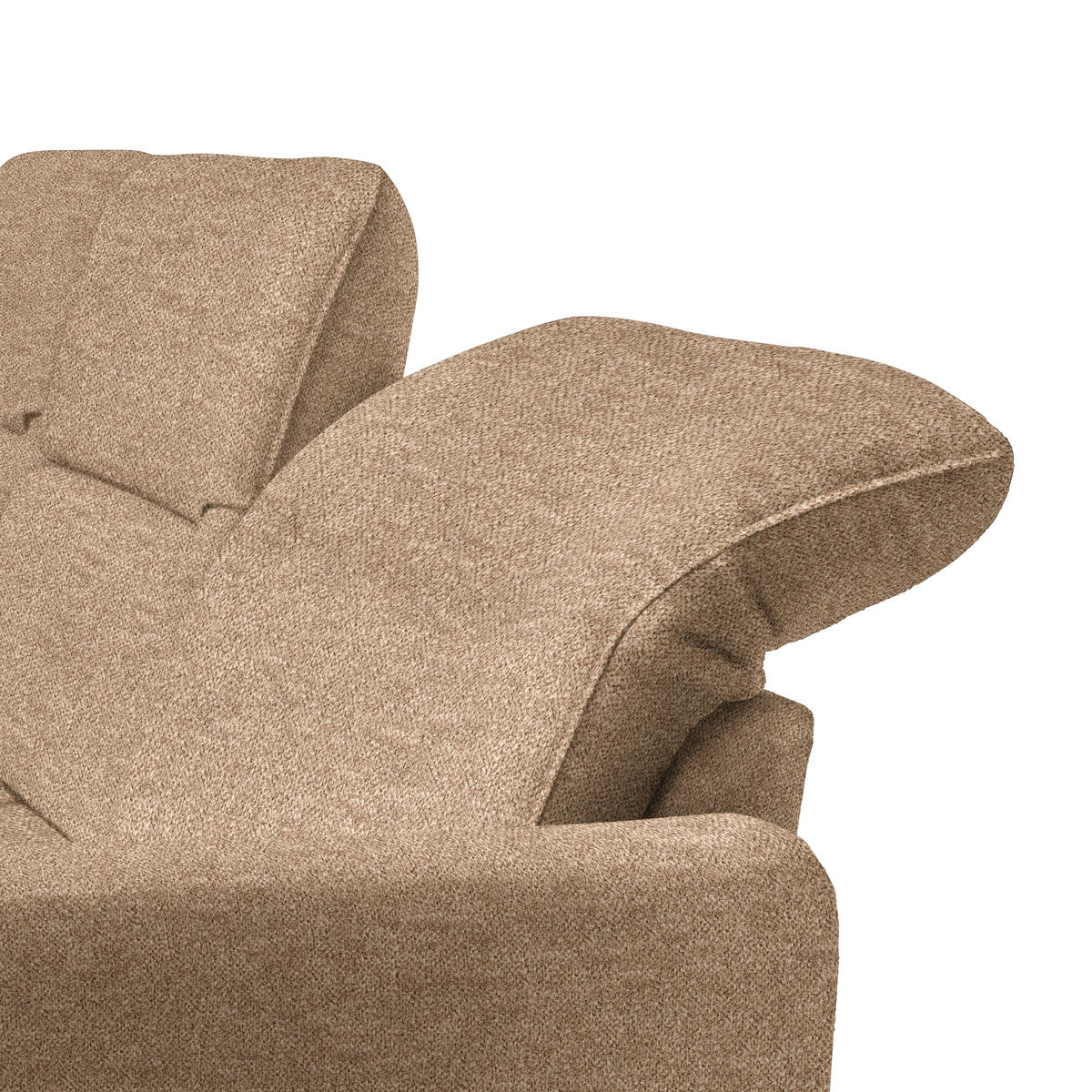 ECKSOFA Hellbraun Plüsch  - Hellbraun/Schwarz, KONVENTIONELL, Textil/Metall (190/254cm) - Livetastic