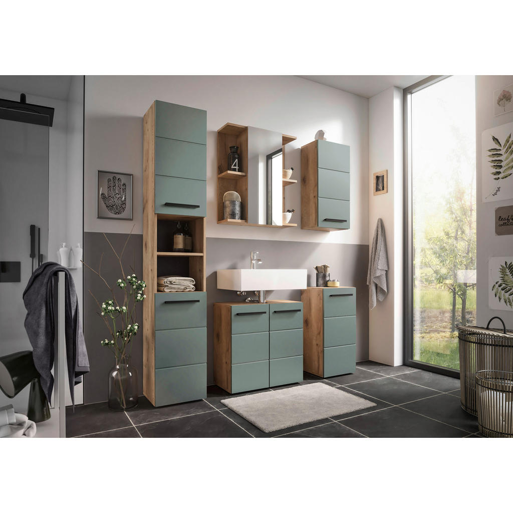 Thumbnail - Mid.you Hängeschrank, Grün, Eiche, Holzwerkstoff, 1 Fächer, einzeln stellbar, 34x70x23 cm, Made in EU, hängend, Badezimm...