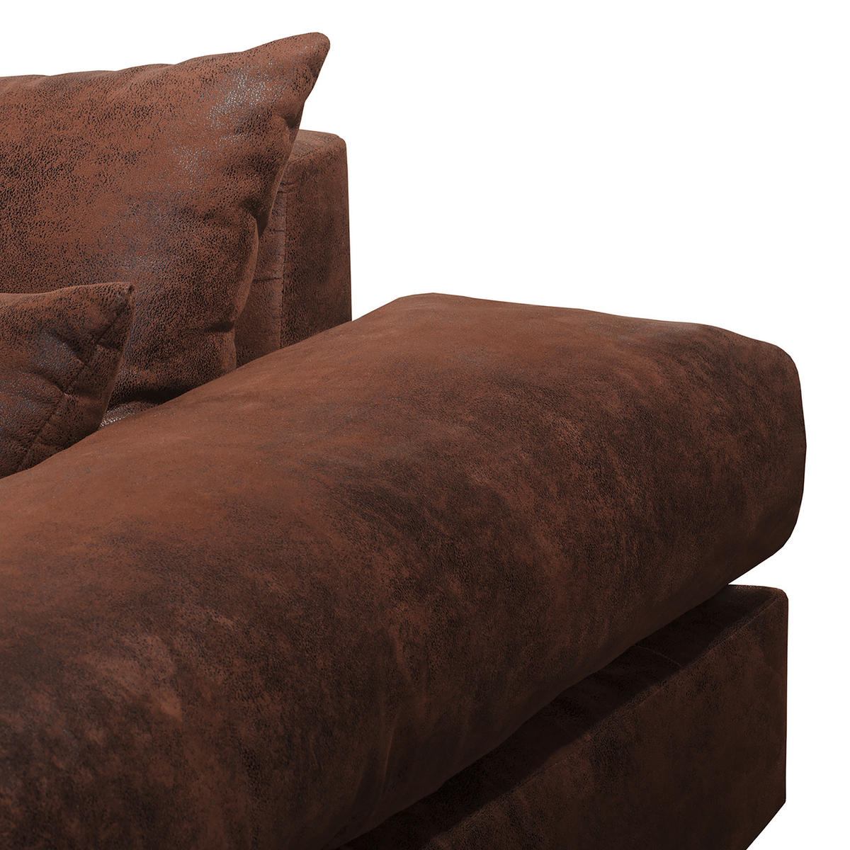 BIGSOFA Naomi Lederlook (vegan) Dunkelbraun  - Dunkelbraun/Schwarz, Design, Kunststoff/Textil (284/94/148cm) - Livetastic