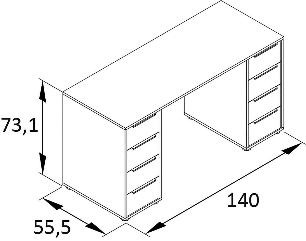 SCHREIBTISCH 55,5/140/73,1 cm  in Eichefarben, Olivgrün  - Eichefarben/Schwarz, MODERN, Holzwerkstoff/Metall (55,5/140/73,1cm) - MID.YOU
