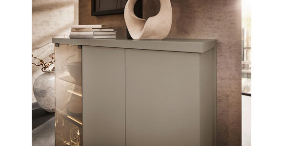 HIGHBOARD Taupe  117/128/38 cm  - Taupe, Design, Glas/Holzwerkstoff (117/128/38cm) - Belluti