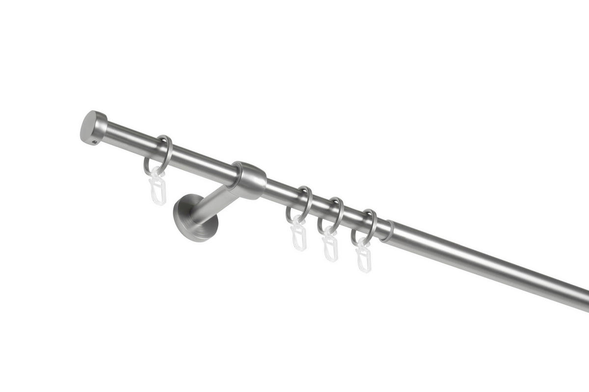VORHANGSTANGENSET  210 cm  - Grau Hochglanz, Basics, Metall (210cm)