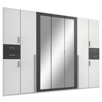 DREHTÜRENSCHRANK 313/208/58 cm 9-türig Weiß, Graphitfarben  - Silberfarben/Graphitfarben, Basics, Holzwerkstoff (313/208/58cm) - MID.YOU