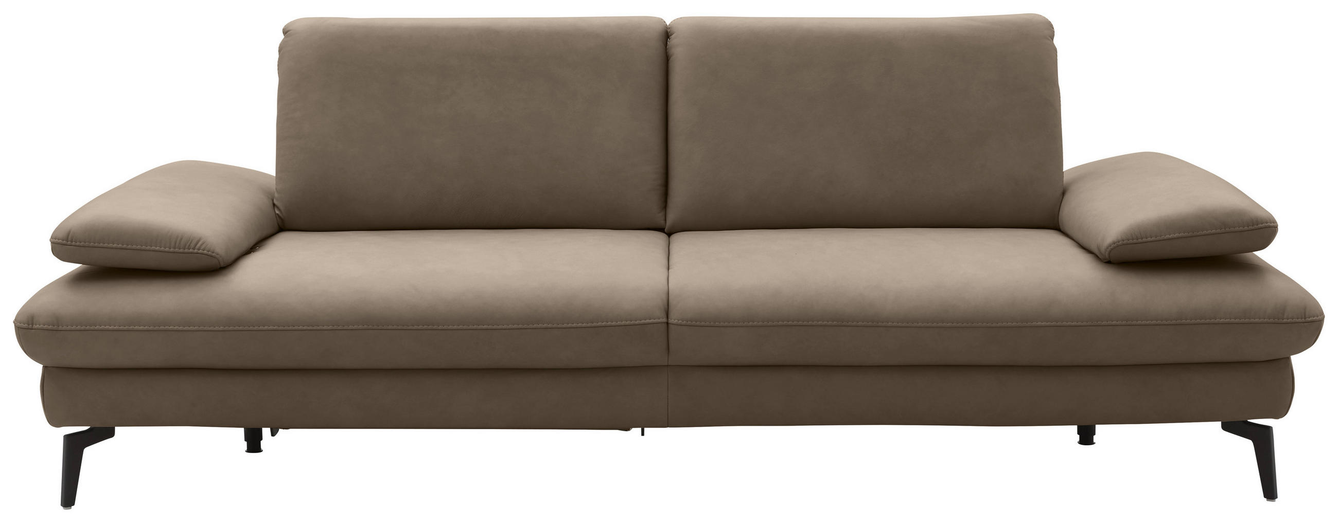 3-SITZER-SOFA in Leder Graubraun  - Graubraun/Schwarz, Design, Leder/Metall (238/86/94cm) - Dieter Knoll