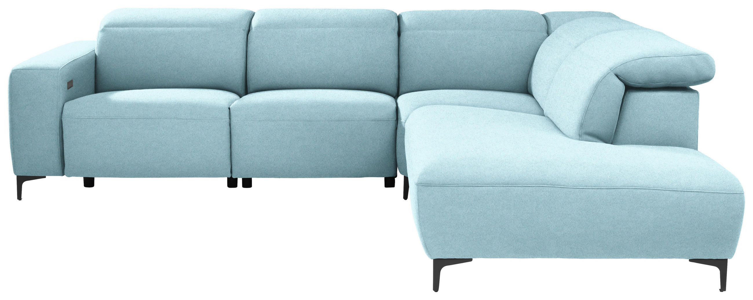 ECKSOFA Hellblau Flachgewebe  - Schwarz/Hellblau, Design, Textil/Metall (290/238cm) - Pure Home Lifestyle