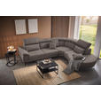 ECKSOFA in Velours Graubraun  - Graubraun/Schwarz, Design, Textil/Metall (299/264cm) - Novel