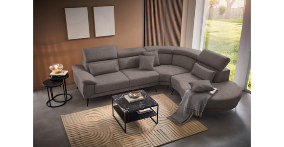 ECKSOFA Graubraun Velours - Graubraun/Schwarz, Design, Textil/Metall (299/264cm) - Novel