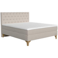 BOXSPRINGBETT 180/200 cm  in Sandfarben  - Sandfarben/Eichefarben, KONVENTIONELL, Holz/Textil (180/200cm) - Jensen