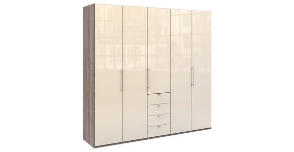 FALTTÜRENSCHRANK 250/236/58 cm 3-türig Trüffeleichefarben, Magnolie  - Chromfarben/Magnolie, KONVENTIONELL, Glas/Holzwerkstoff (250/236/58cm) - Venda