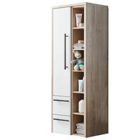 HOCHSCHRANK 65,6/162,8/30 cm  - Eichefarben/Schwarz, MODERN, Glas/Holzwerkstoff (65,6/162,8/30cm) - Novel