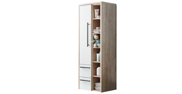 HOCHSCHRANK 65,6/162,8/30 cm - Eichefarben/Schwarz, MODERN, Glas/Holzwerkstoff (65,6/162,8/30cm) - Novel