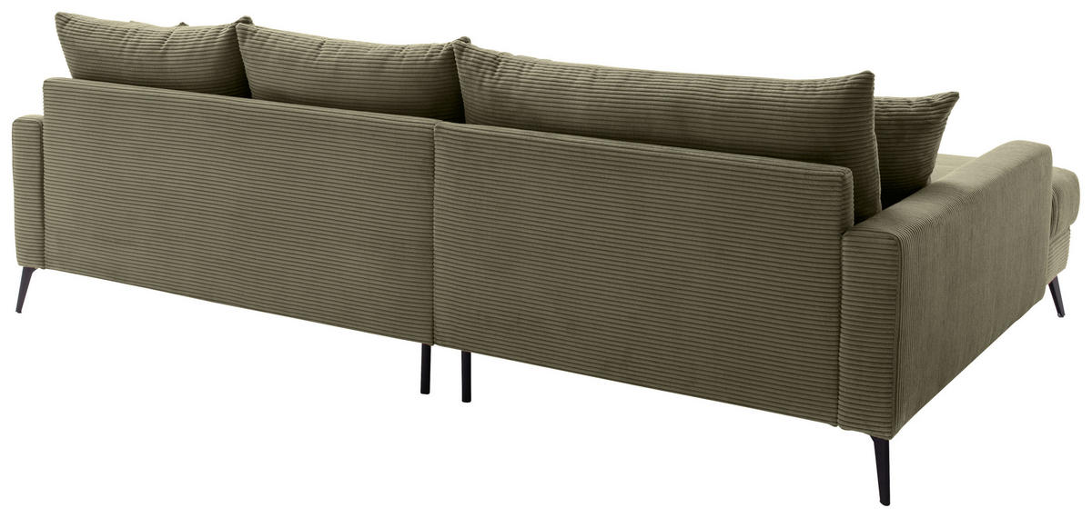 ECKSOFA Grün Cord  - Schwarz/Grün, KONVENTIONELL, Textil/Metall (173/280cm) - Hom`in